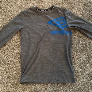 Grey Umbro athletic shirt youth large 12/14 boys. With thumb holes